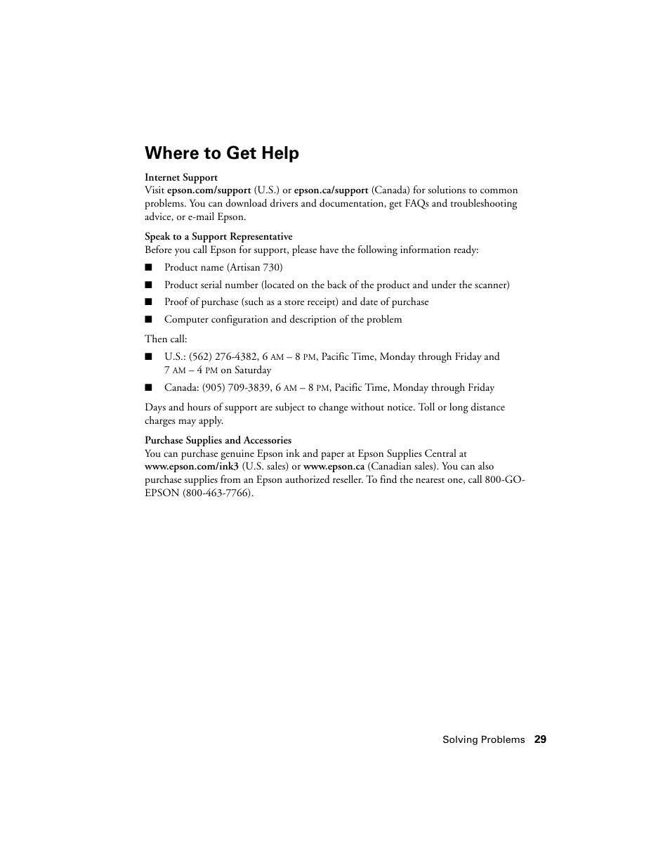 Where to get help | Epson Artisan 730 User Manual | Page 29 / 36