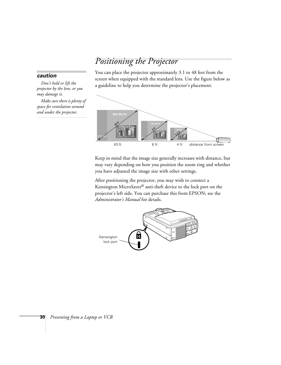 Positioning the projector | Epson 8150i User Manual | Page 35 / 83