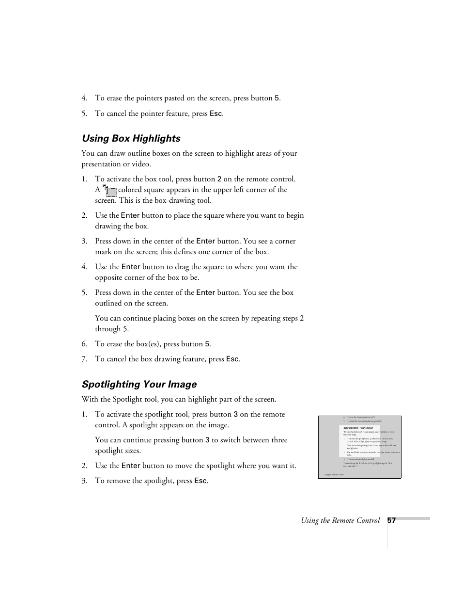 Using box highlights, Spotlighting your image, Using box highlights spotlighting your image | Epson 8150i User Manual | Page 62 / 83