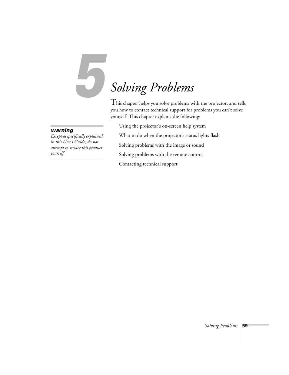 Cha 5-solving problems, Solving, Problems | Solving problems | Epson 8150i User Manual | Page 64 / 83