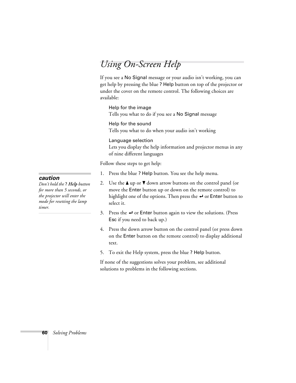 Using on-screen help | Epson 8150i User Manual | Page 65 / 83