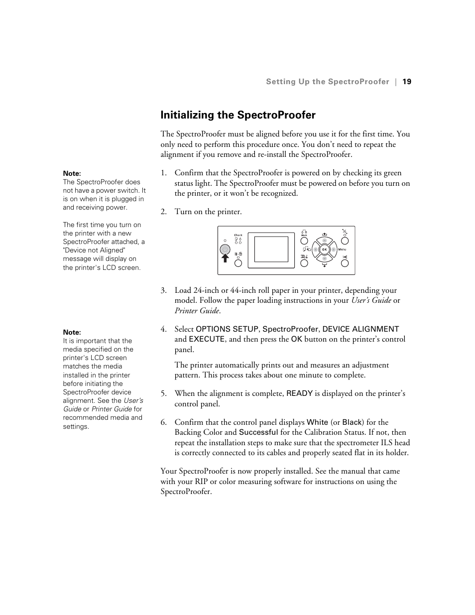 Initializing the spectroproofer | Epson Printer Accessories User Manual | Page 19 / 36