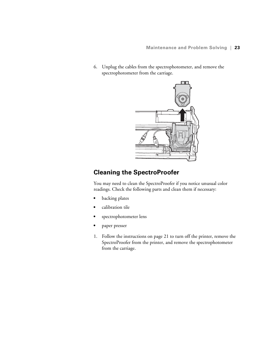 Cleaning the spectroproofer | Epson Printer Accessories User Manual | Page 23 / 36