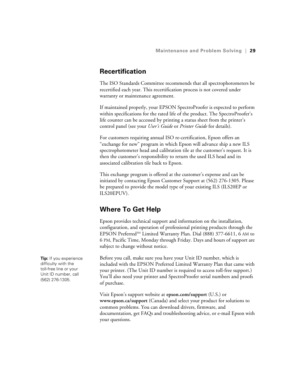 Recertification, Where to get help, Recertification where to get help | Epson Printer Accessories User Manual | Page 29 / 36