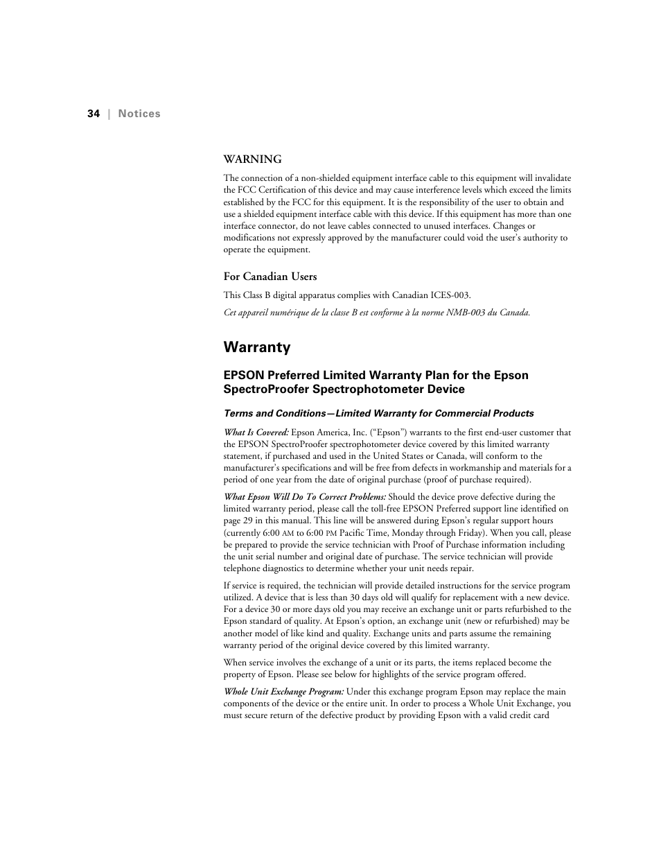 Warranty | Epson Printer Accessories User Manual | Page 34 / 36
