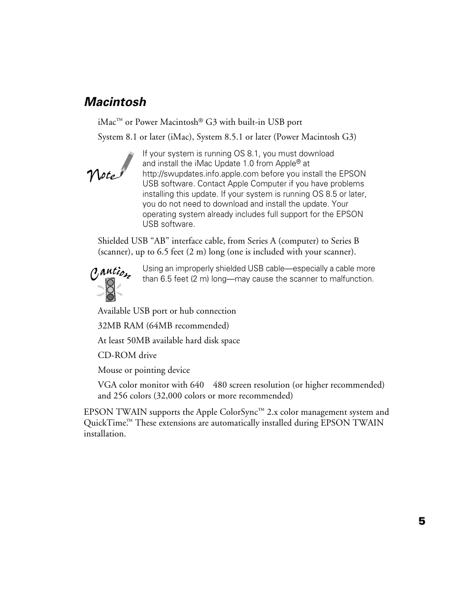 Macintosh | Epson Perfection 1200U User Manual | Page 12 / 113