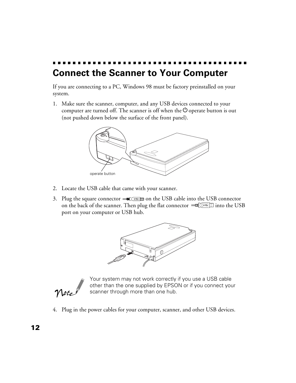 Connect the scanner to your computer | Epson Perfection 1200U User Manual | Page 19 / 113