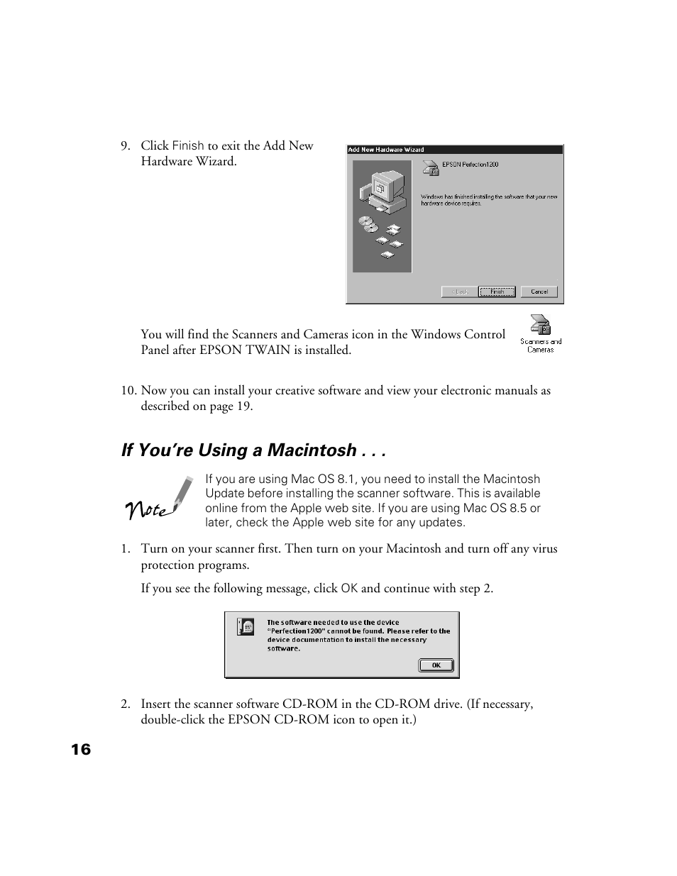 If you’re using a macintosh, If youre using a macintosh | Epson Perfection 1200U User Manual | Page 23 / 113
