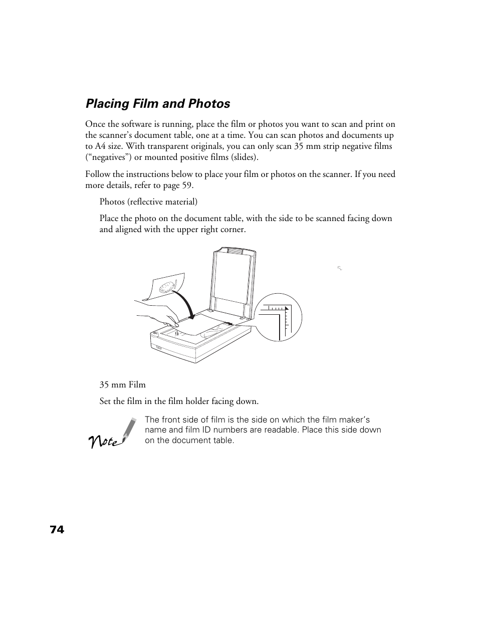 Placing film and photos | Epson Perfection 1200U User Manual | Page 81 / 113