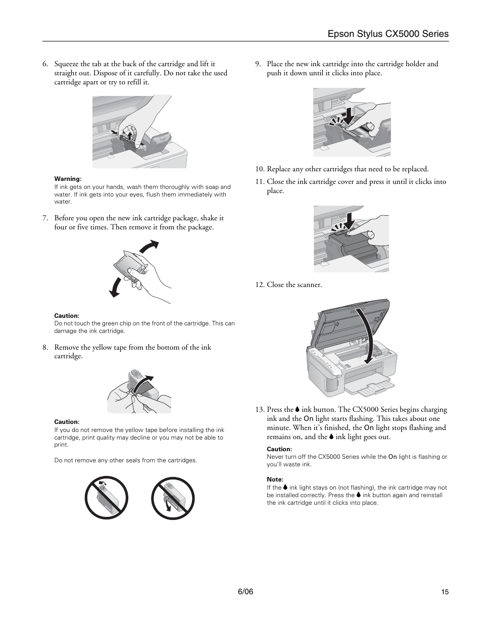 Epson stylus cx5000 series | Epson Stylus CX5000 User Manual | Page 15 / 18