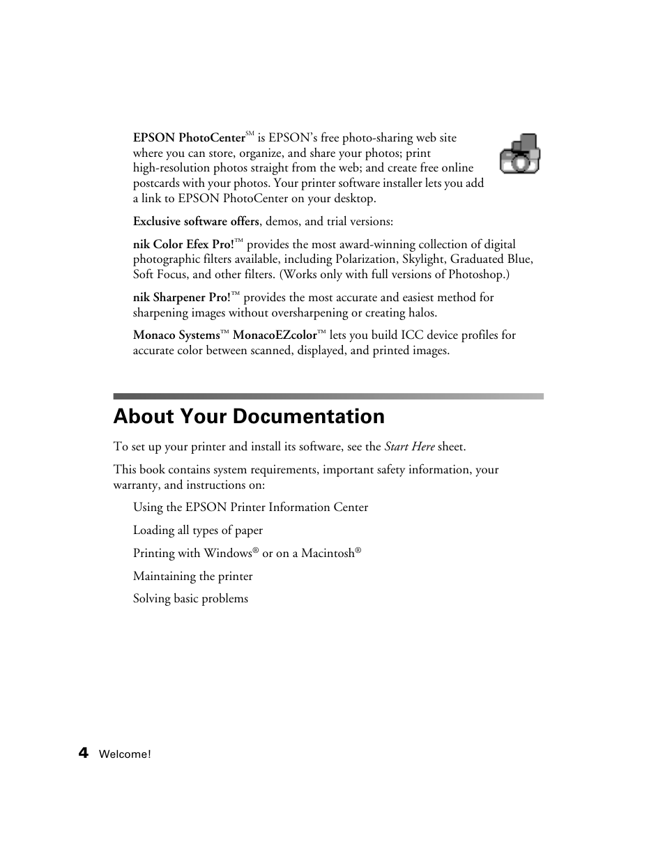 About your documentation | Epson 2200 User Manual | Page 10 / 106