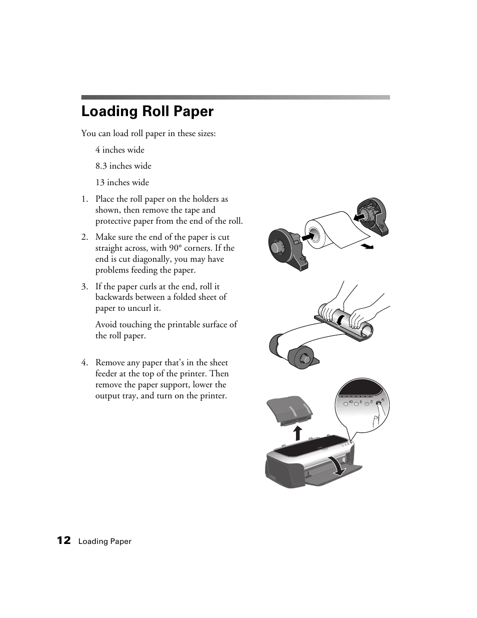 Loading roll paper | Epson 2200 User Manual | Page 18 / 106