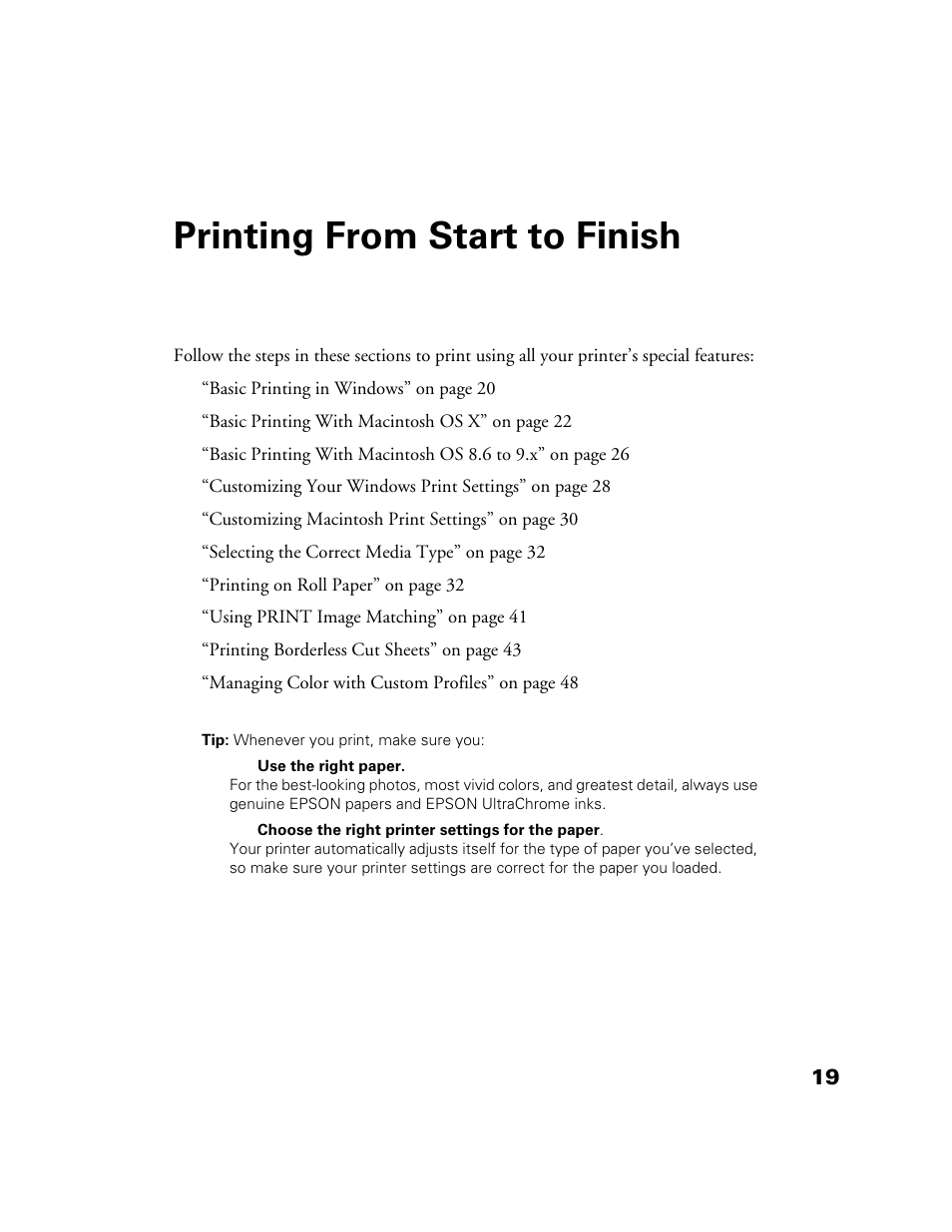 Printing from start to finish | Epson 2200 User Manual | Page 25 / 106