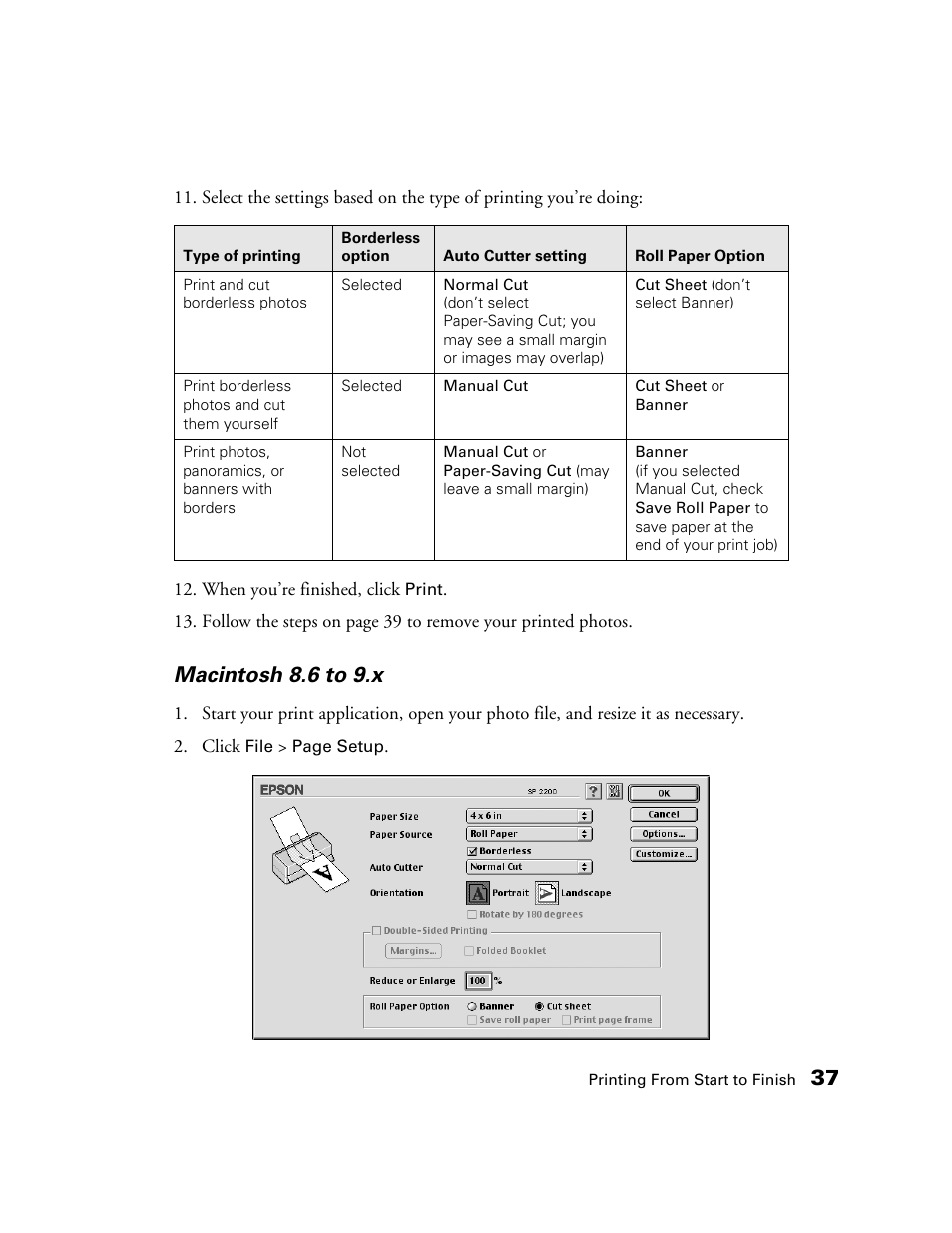 Macintosh 8.6 to 9.x | Epson 2200 User Manual | Page 43 / 106