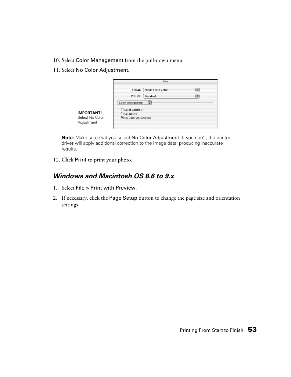 Windows and macintosh os 8.6 to 9.x | Epson 2200 User Manual | Page 59 / 106