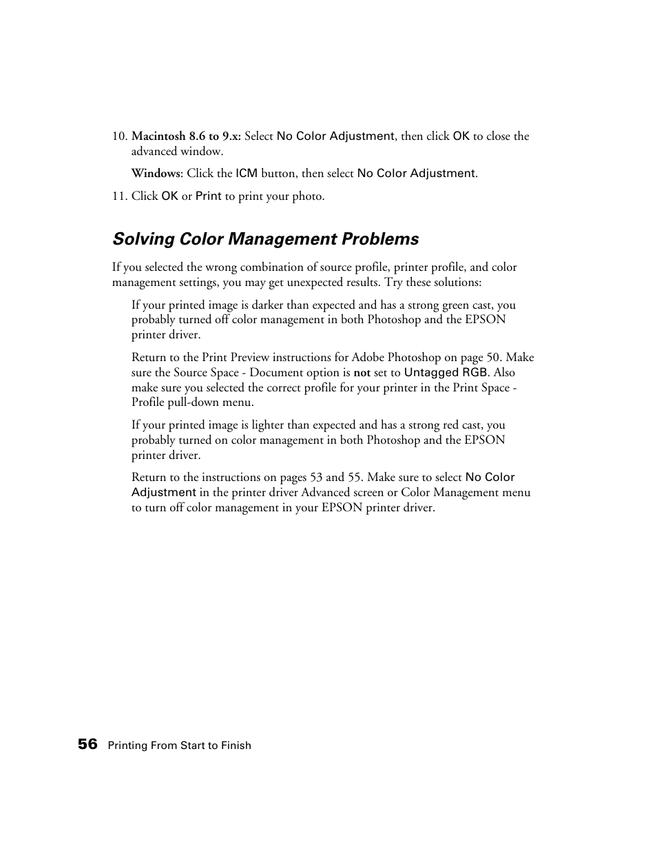 Solving color management problems | Epson 2200 User Manual | Page 62 / 106