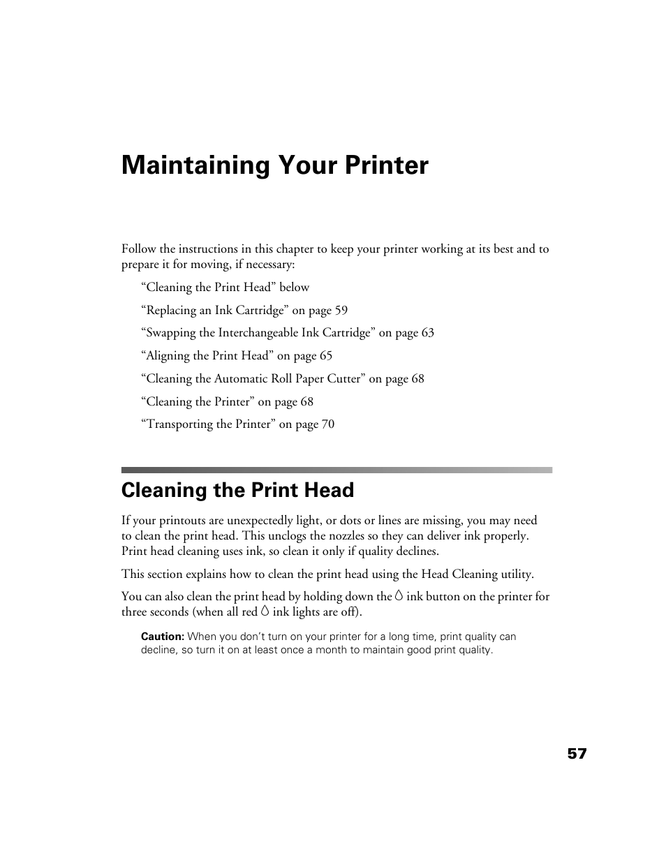 Maintaining your printer, Cleaning the print head | Epson 2200 User Manual | Page 63 / 106