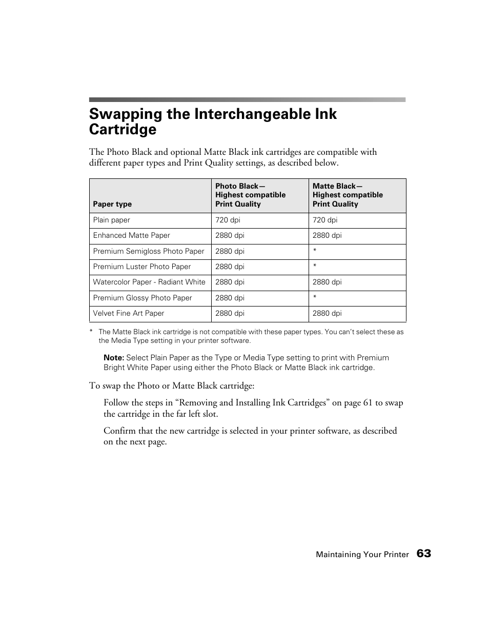 Swapping the interchangeable ink cartridge | Epson 2200 User Manual | Page 69 / 106