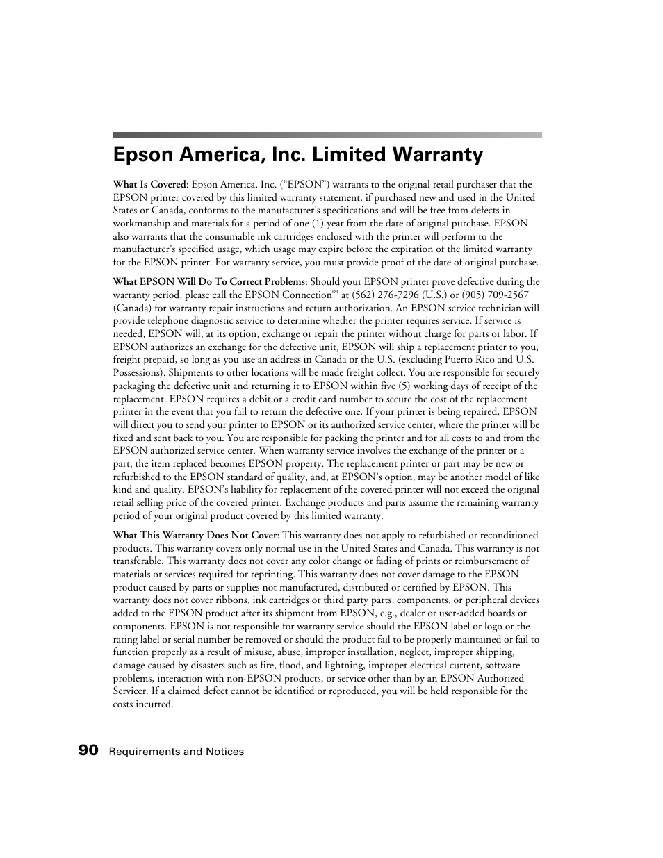 Epson america, inc. limited warranty | Epson 2200 User Manual | Page 96 / 106