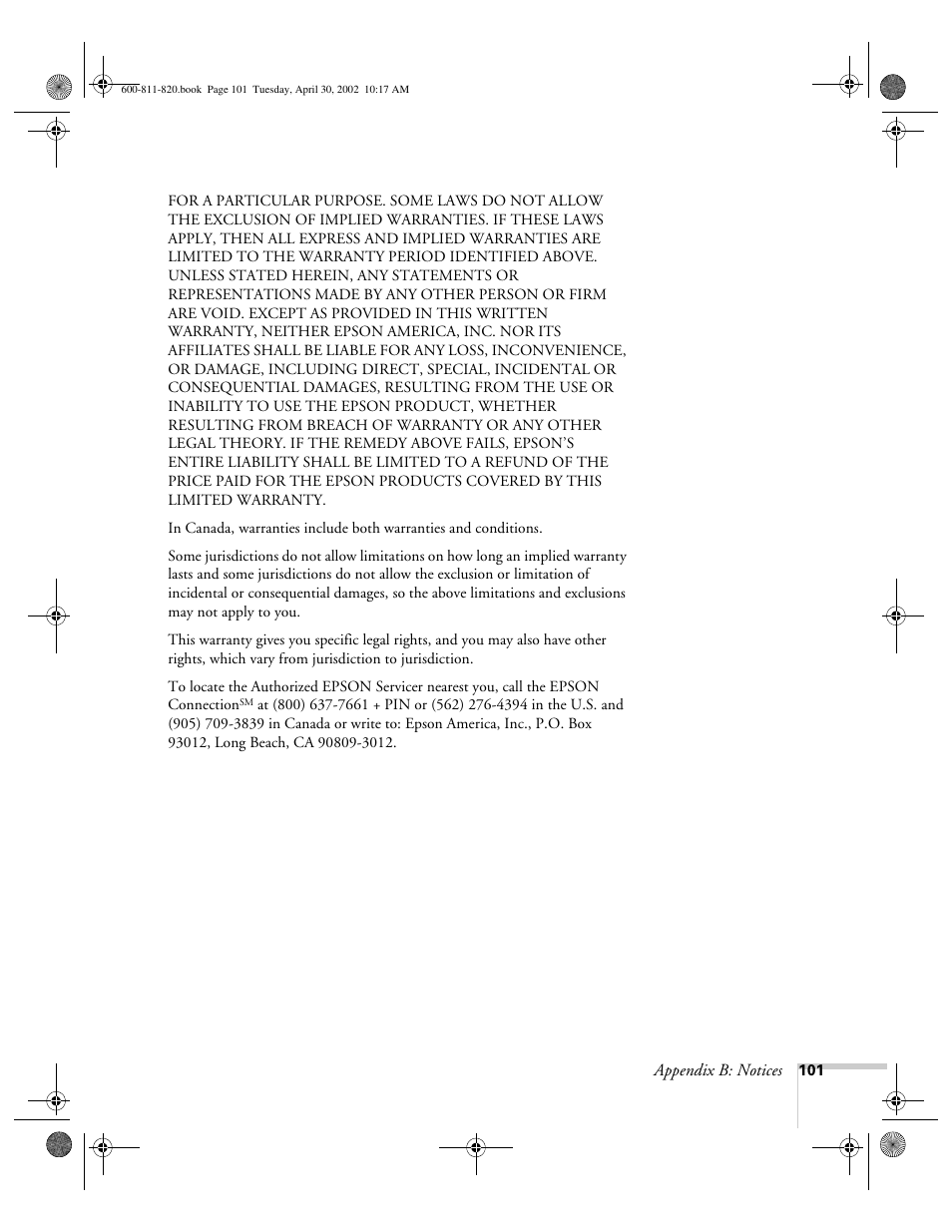 Epson 811p User Manual | Page 107 / 119