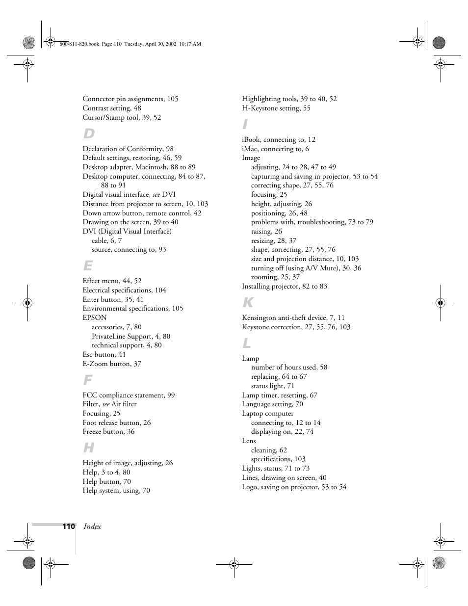 Epson 811p User Manual | Page 116 / 119