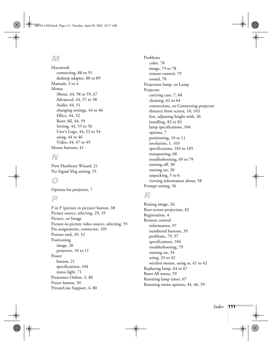 Epson 811p User Manual | Page 117 / 119