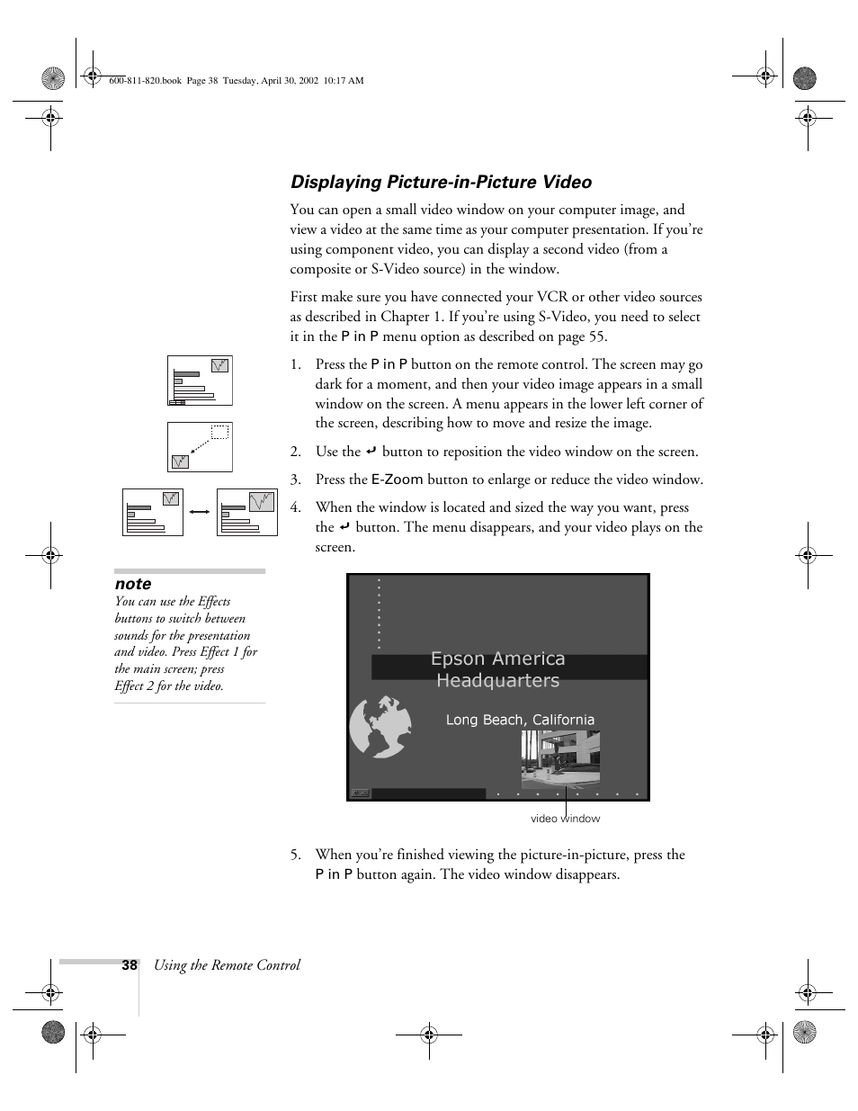 Displaying picture-in-picture video | Epson 811p User Manual | Page 44 / 119