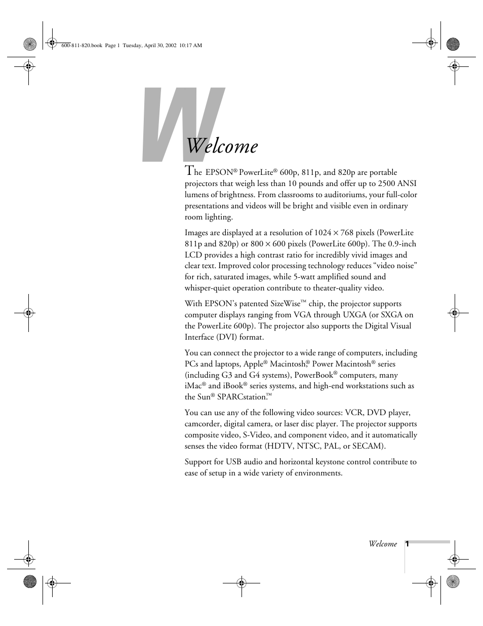 Welcome | Epson 811p User Manual | Page 7 / 119