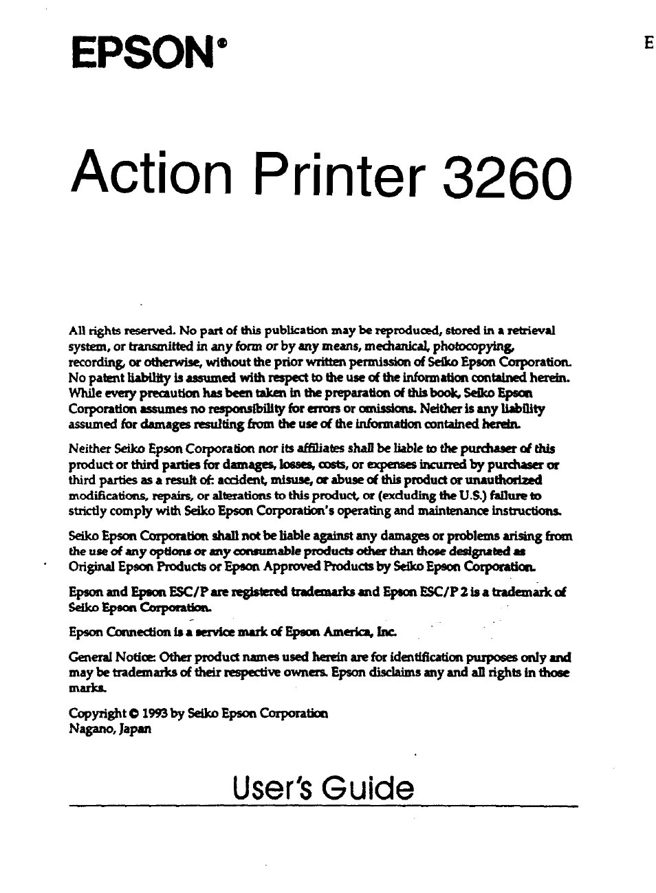 Epson 3260 User Manual | 116 pages