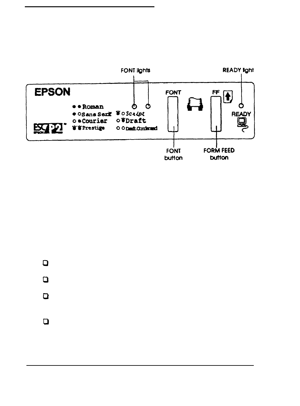 Operating the control panel, Lndicator lights | Epson 3260 User Manual | Page 58 / 116