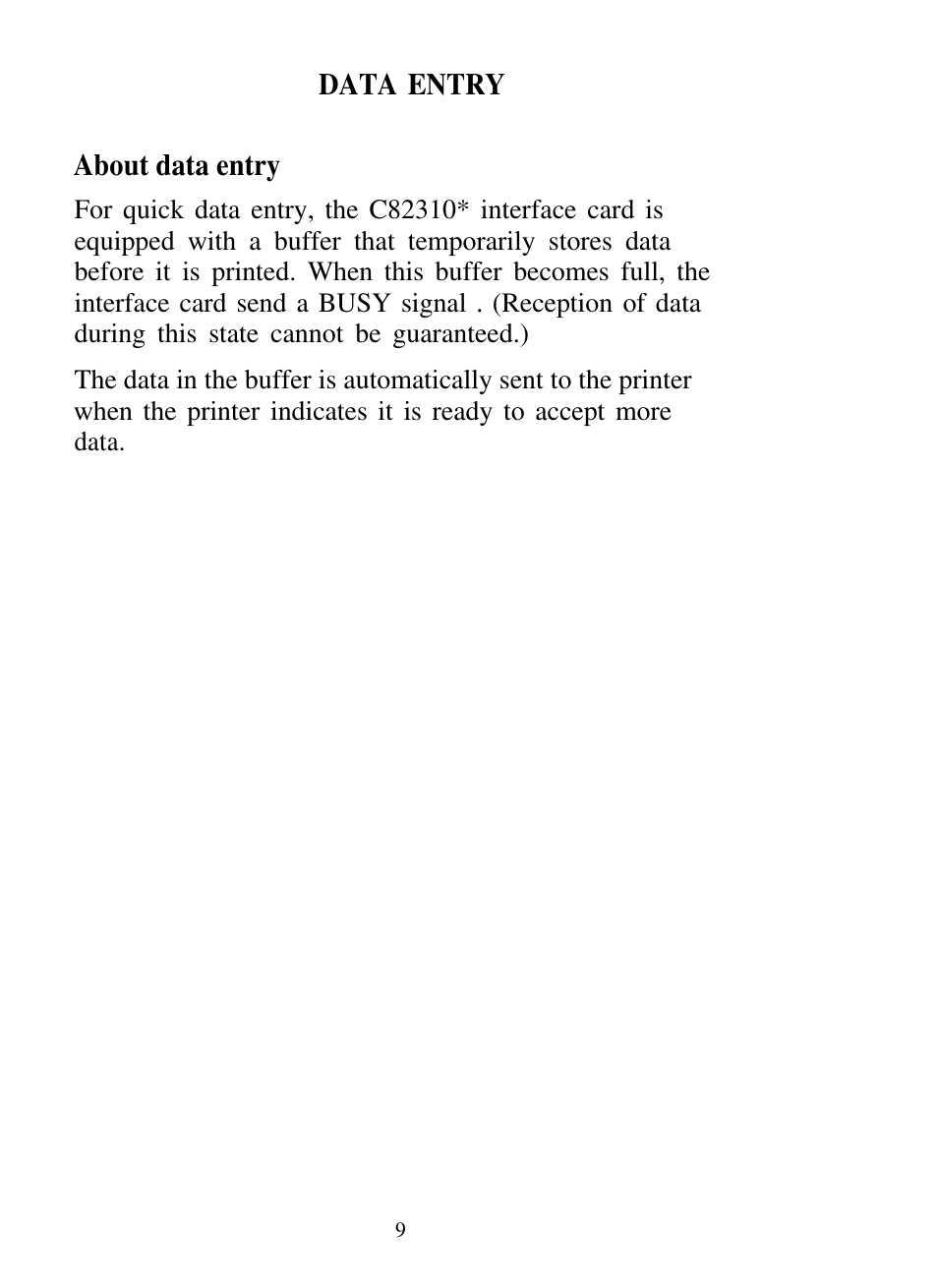 Data entry, About data entry | Epson C82310 User Manual | Page 12 / 21