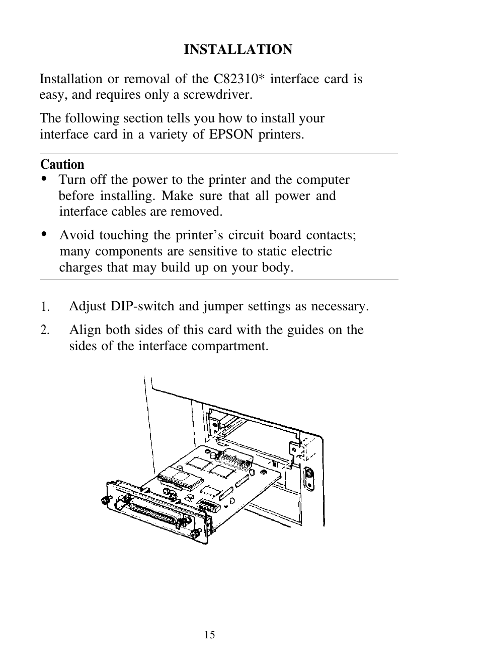 Installation | Epson C82310 User Manual | Page 18 / 21