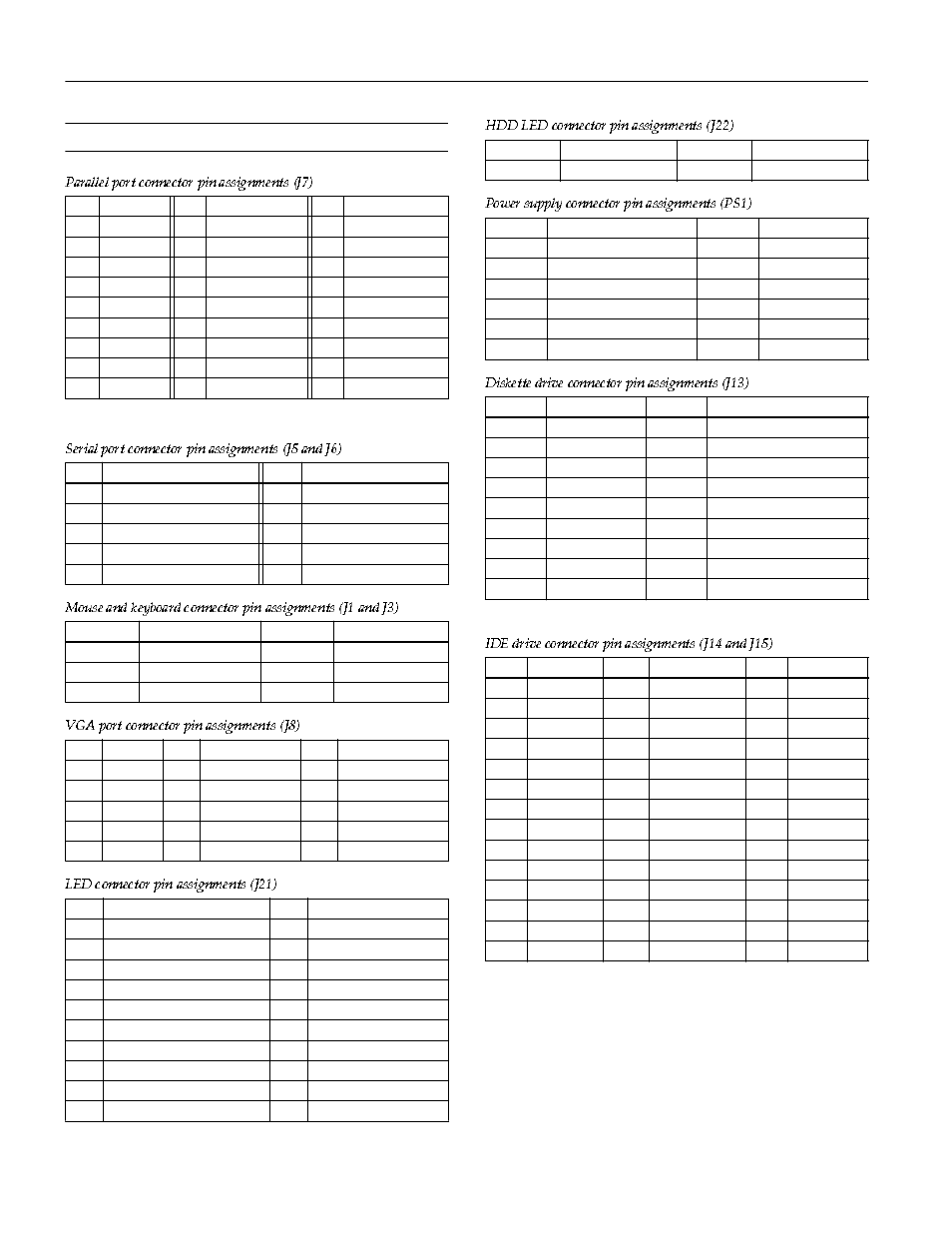 Connector pin assignments, Epson actionpc and actiontower 8600 | Epson 8600 User Manual | Page 8 / 10