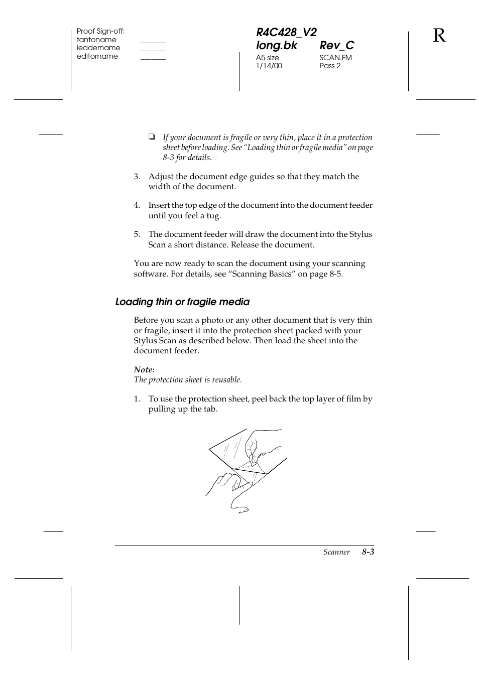 Loading thin or fragile media, Loading thin or fragile media -3 | Epson 2000 User Manual | Page 109 / 231