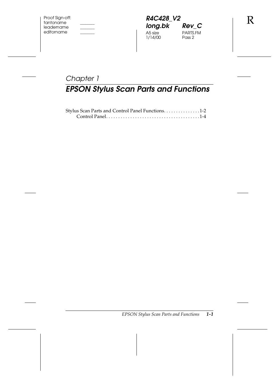 Epson stylus scan parts and functions, Chapter 1 | Epson 2000 User Manual | Page 11 / 231