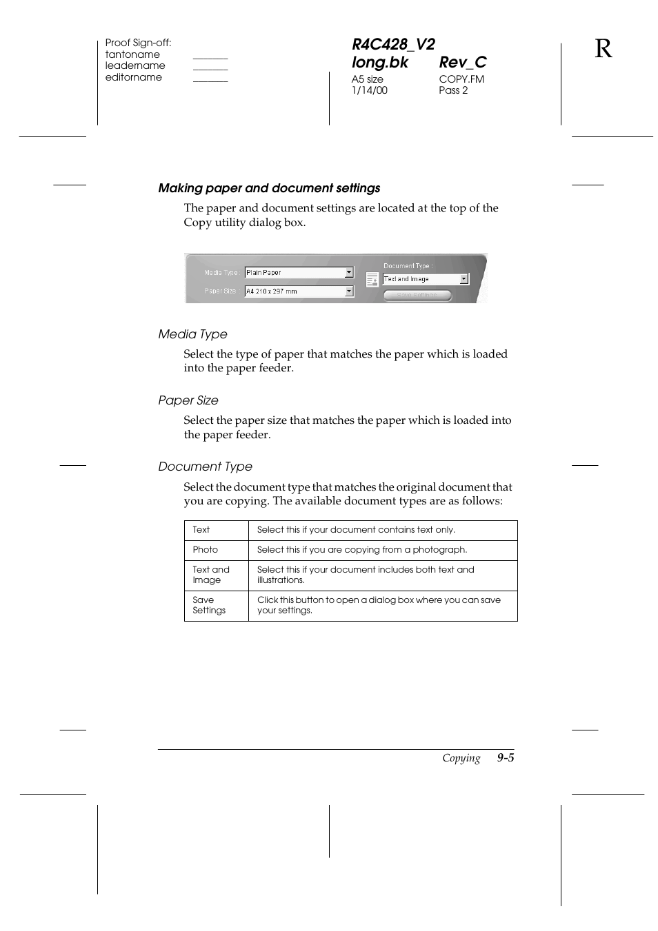 Making paper and document settings | Epson 2000 User Manual | Page 125 / 231