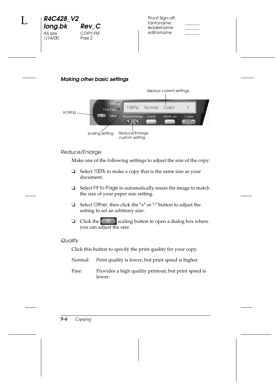 Making other basic settings | Epson 2000 User Manual | Page 126 / 231