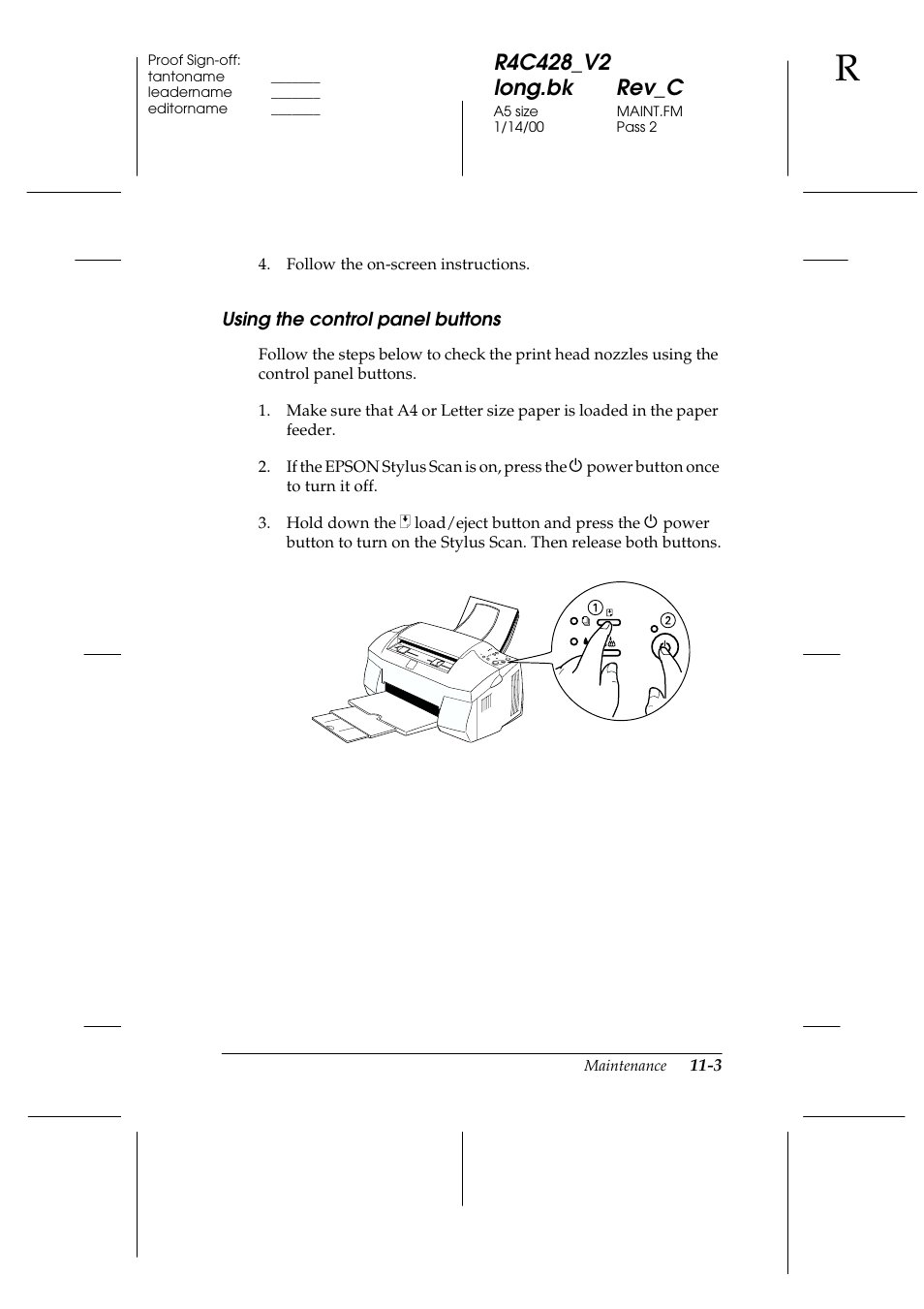 Using the control panel buttons, Using the control panel buttons -3 | Epson 2000 User Manual | Page 149 / 231