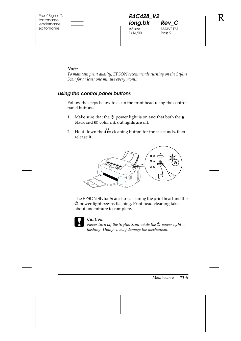 Using the control panel buttons, Using the control panel buttons -9 | Epson 2000 User Manual | Page 155 / 231