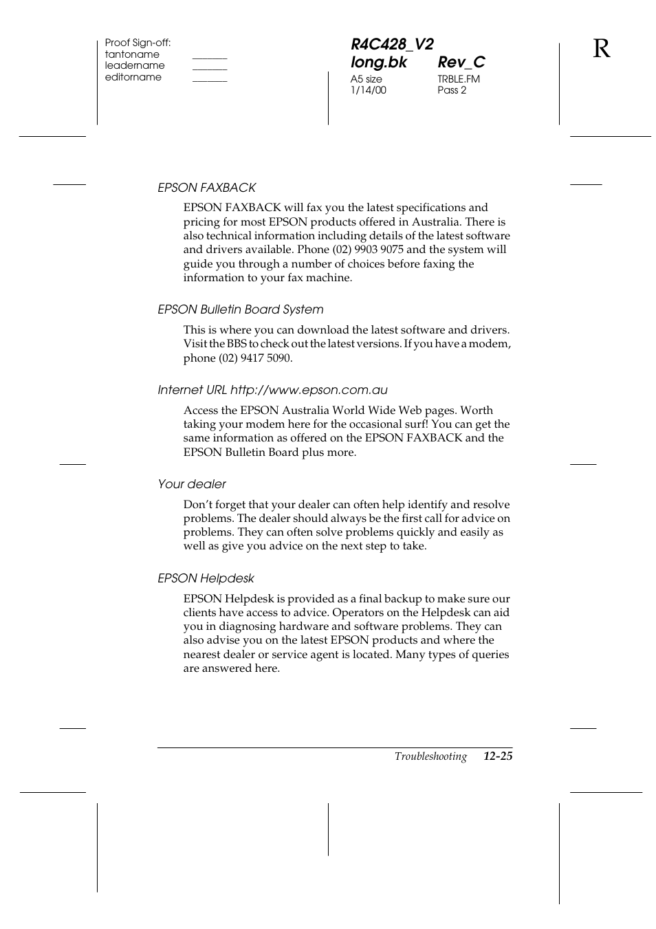 Epson 2000 User Manual | Page 187 / 231