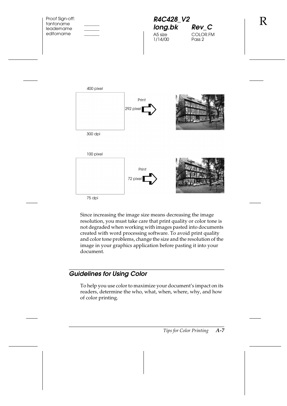 Guidelines for using color | Epson 2000 User Manual | Page 201 / 231