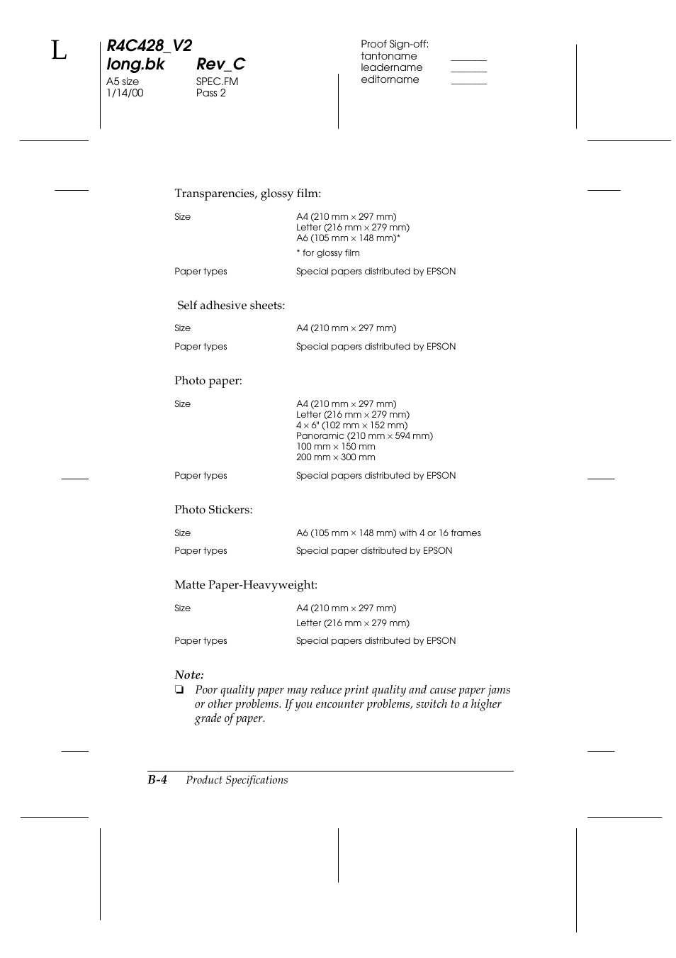 Epson 2000 User Manual | Page 208 / 231