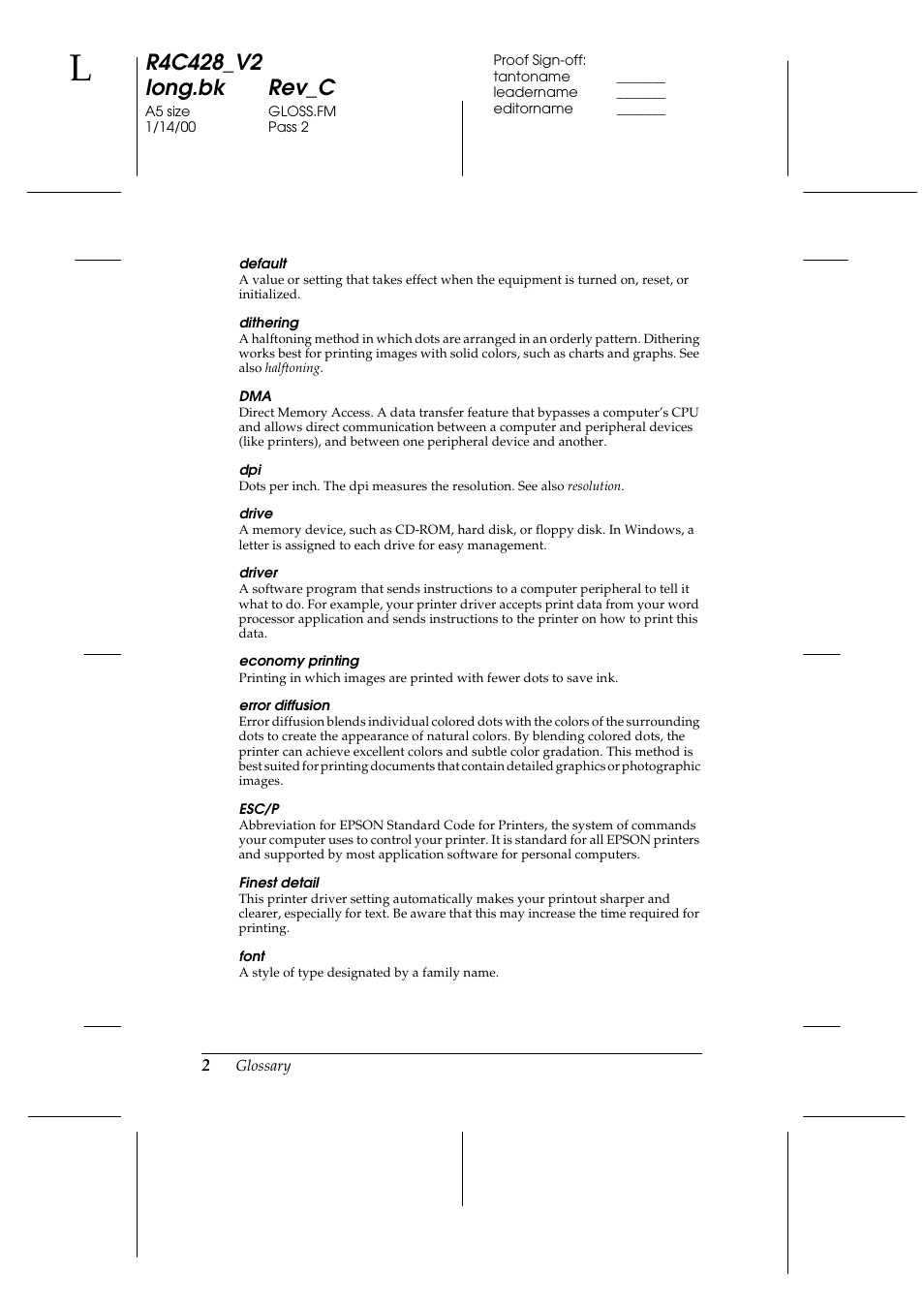 Epson 2000 User Manual | Page 222 / 231