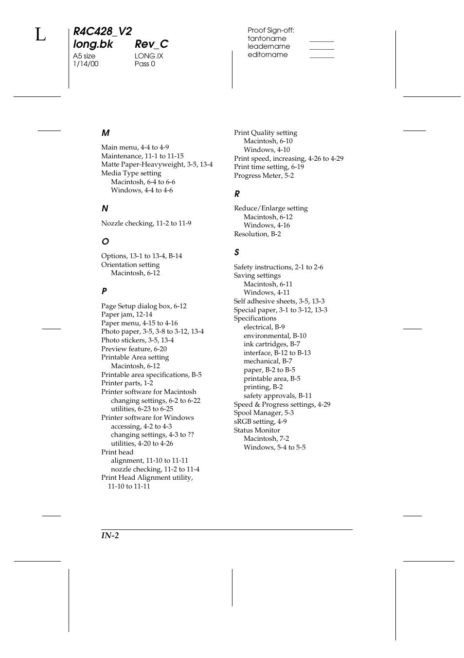 Epson 2000 User Manual | Page 228 / 231
