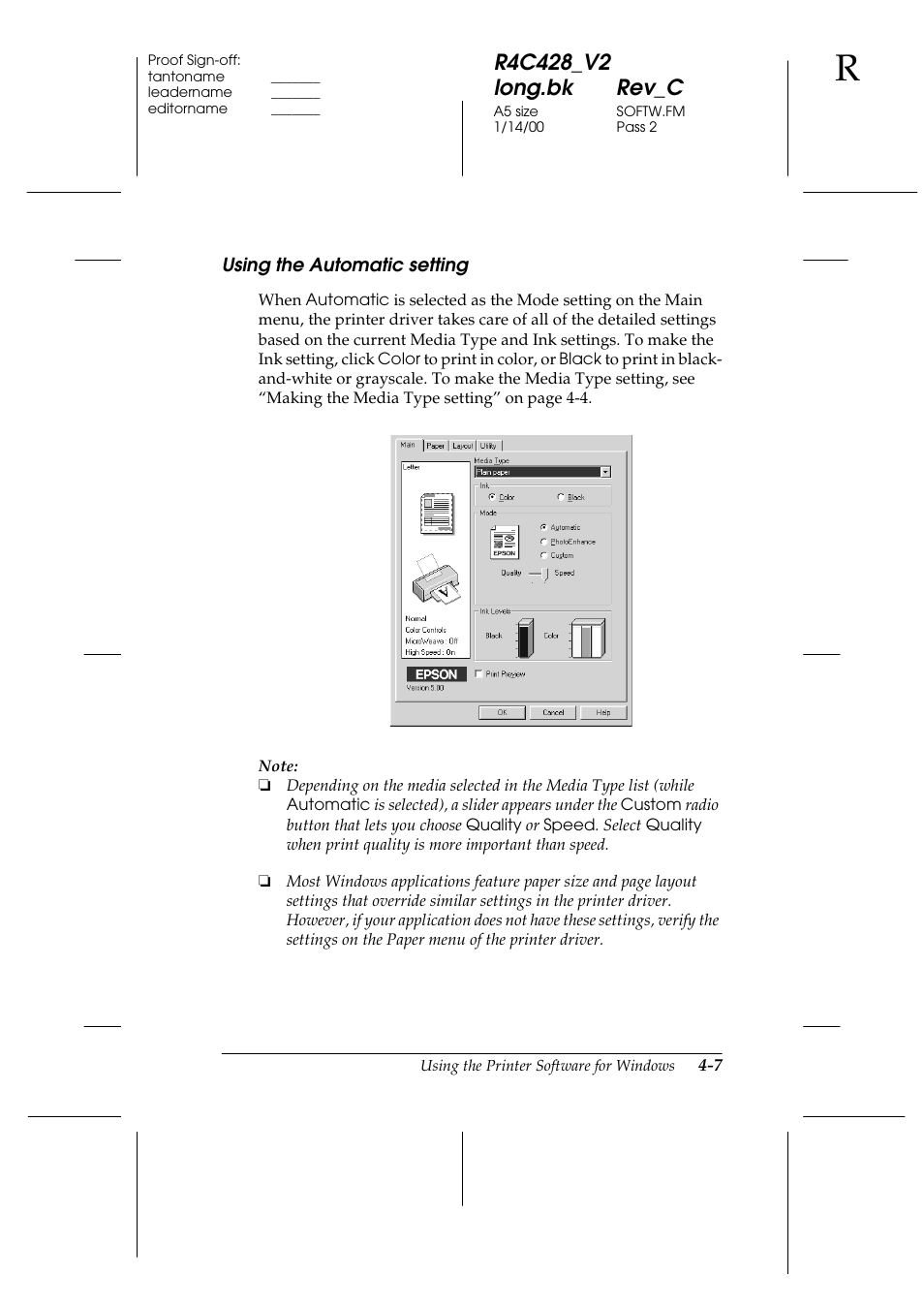 Using the automatic setting, Using the automatic setting -7, Using the automatic setting -8 | Epson 2000 User Manual | Page 43 / 231