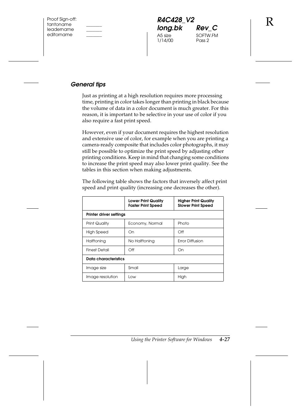 General tips, General tips -27 | Epson 2000 User Manual | Page 63 / 231