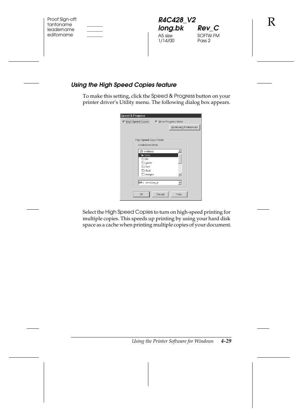 Using the high speed copies feature, Using the high speed copies feature -29 | Epson 2000 User Manual | Page 65 / 231