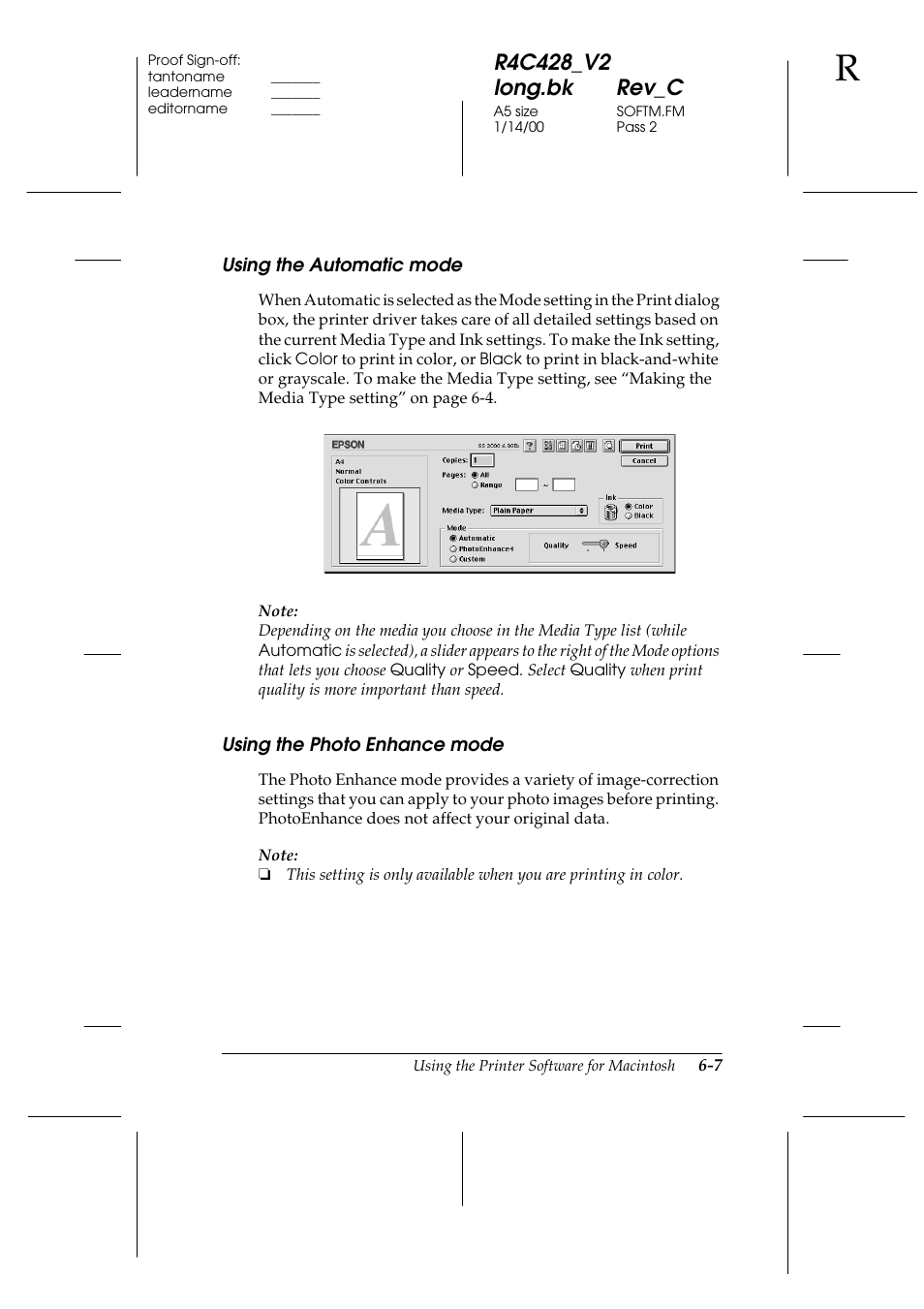 Using the automatic mode, Using the photo enhance mode | Epson 2000 User Manual | Page 79 / 231