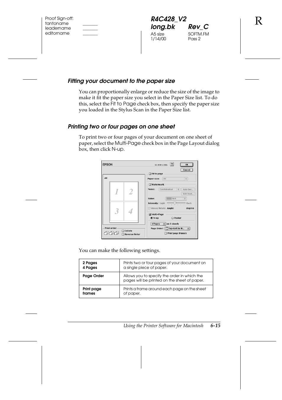 Fitting your document to the paper size | Epson 2000 User Manual | Page 87 / 231