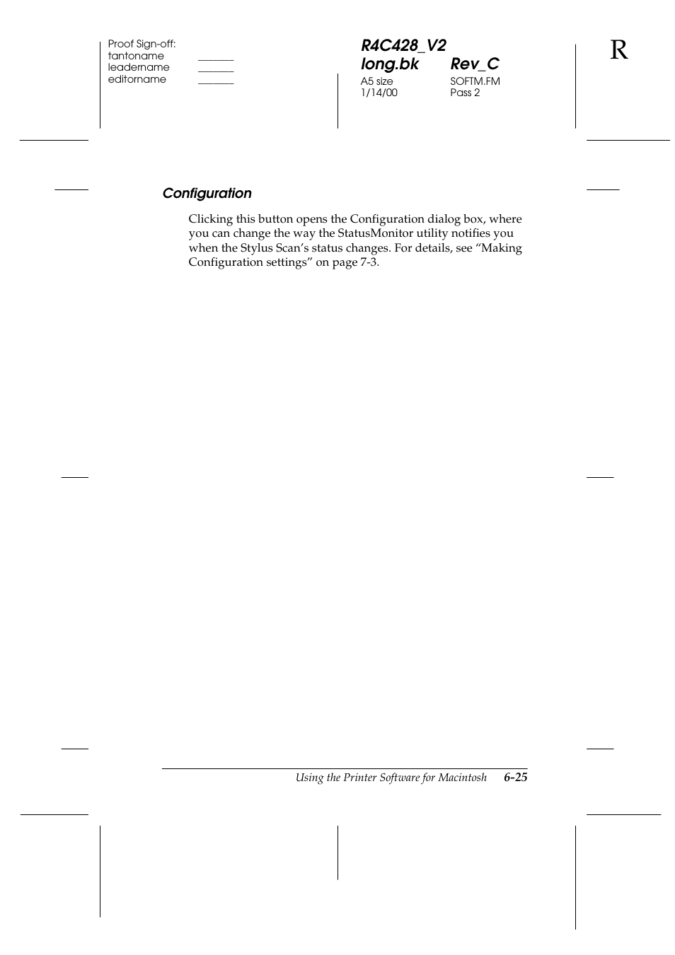 Configuration, Configuration -25 | Epson 2000 User Manual | Page 97 / 231